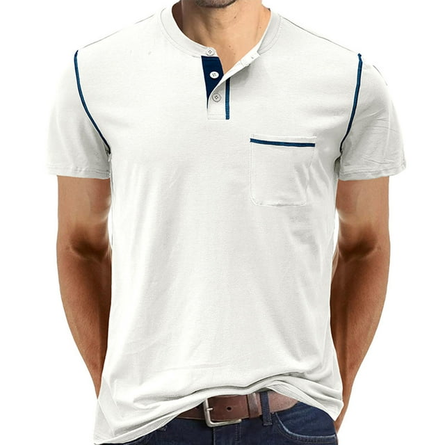 Men's Muscle Henley Shirts Short Sleeve Casual Basic Fashion T Shirts ...