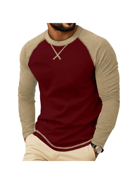 Men's Muscle T-Shirt Pleated Long Sleeve Bodybuilding Gym Tee Fashion Workout Shirts Hipster Shirt Wine S