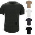 thumbnail image 1 of Men's Muscle T Shirt Pleated Raglan Sleeve Bodybuilding Gym Tee Short Sleeve Fashion Workout Shirts Shirt Mens Workout Shirts Heavy T Shirt Men Tees T Shirts Men Graphic Stretchy Shirts, 1 of 5