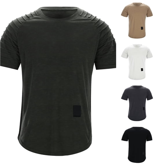 Men's Muscle T Shirt Pleated Raglan Sleeve Bodybuilding Gym Tee Short Sleeve Fashion Workout Shirts Shirt Mens Workout Shirts Heavy T Shirt Men Tees T Shirts Men Graphic Stretchy Shirts