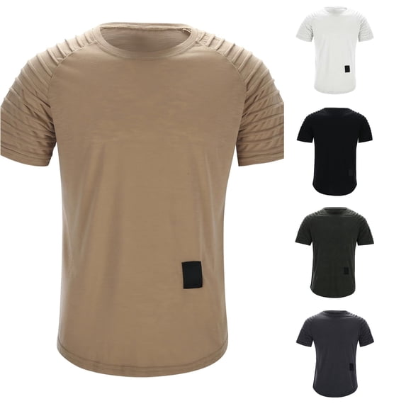 Men's Muscle T Shirt Pleated Raglan Sleeve Bodybuilding Gym Tee Short Sleeve Fashion Workout Shirts Shirt Mens Workout Shirts Heavy T Shirt Men Tees T Shirts Men Graphic Stretchy Shirts