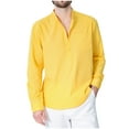 thumbnail image 1 of Men's Casual Henley Shirt Men's Cotton Linen Henley Shirt Long Sleeve Hippie Beach T Shirts Casual Cotton T-Shirt Fashion Shirts Regular-Fit Lightweight Beach Yoga Tunic Tops Hawaiian T Shirts, 1 of 2