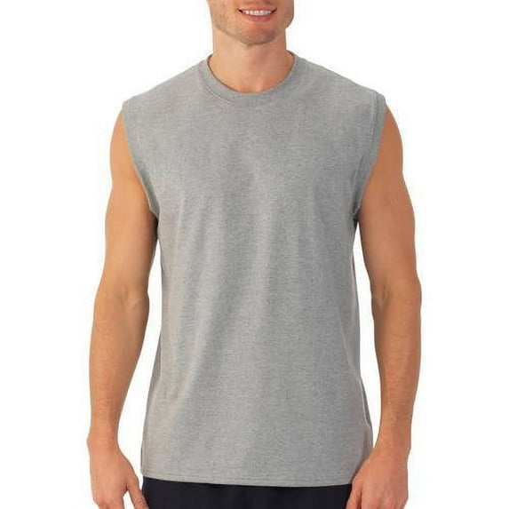 Men's Muscle T-Shirt with Rib Trim, Size Large