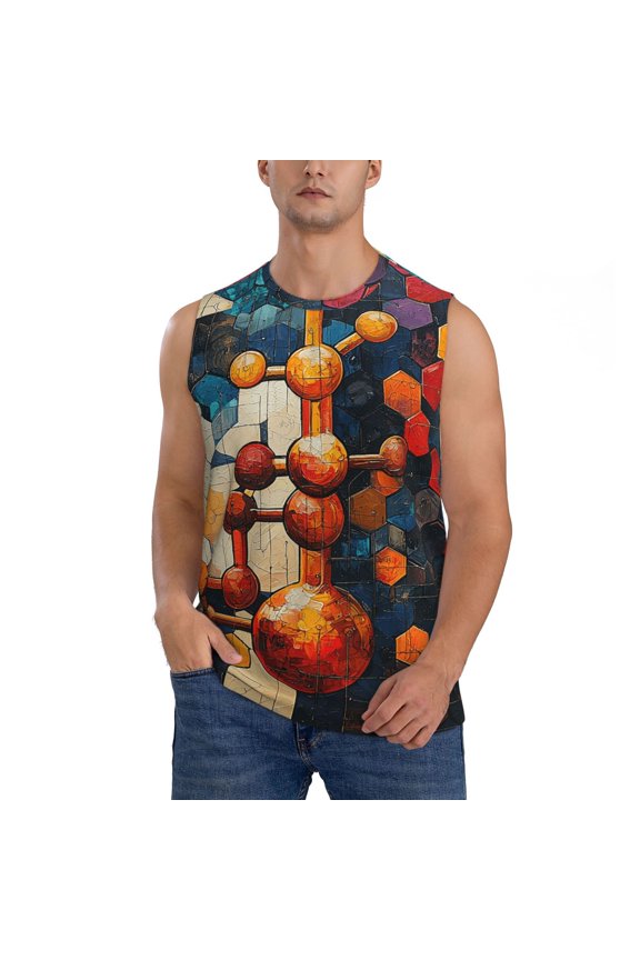 Men's Muscle Tank Top Graphic Printed Sleeveless Workout Tee Shirt, Chemistry Patterns Art