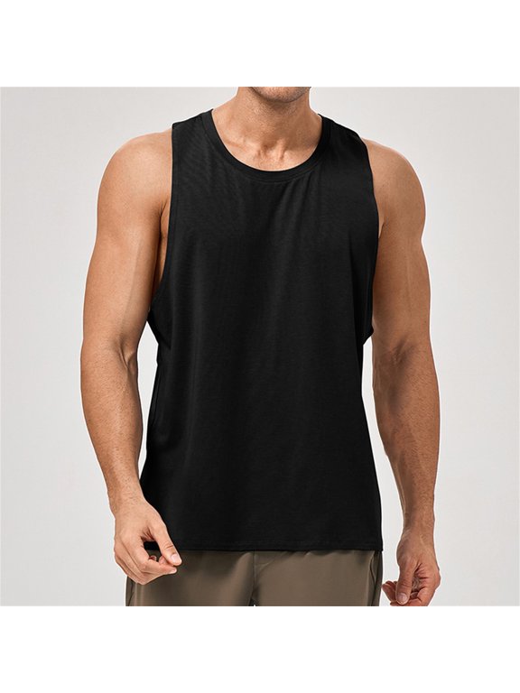 Men's Muscle Tank Top, Sleeveless Workout Shirt Lightweight Breathable, Gym Running Bodybuilding Shirts for Men, Casual Sleeveless Muscle Shirts Undershirt Black L