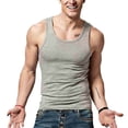 thumbnail image 1 of Men's Muscle Tank Tops Big & Tall Muscle Fit A-Shirt Sleeveless Crew Neck Workout Fitness Bodybuilding Shirts Soft Stretchy Breathable Training Vest for Men Summer, 1 of 5