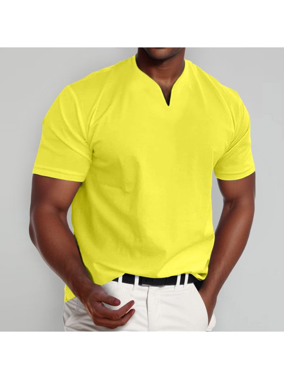 Men's Muscle V Neck Shirts Slim Fit Short Sleeve Casual Tee for Athletic Build Daily Wear