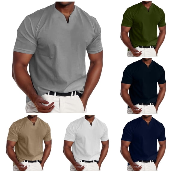 Men's Muscle V Neck Slim Fit Short Sleeve Casual Tee Shirts Comfy Tee Tshirts for Men
