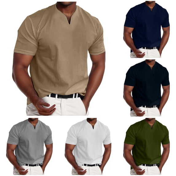Men's Muscle V Neck Slim Fit Short Sleeve Casual Tee Shirts Comfy Tee Tshirts for Men