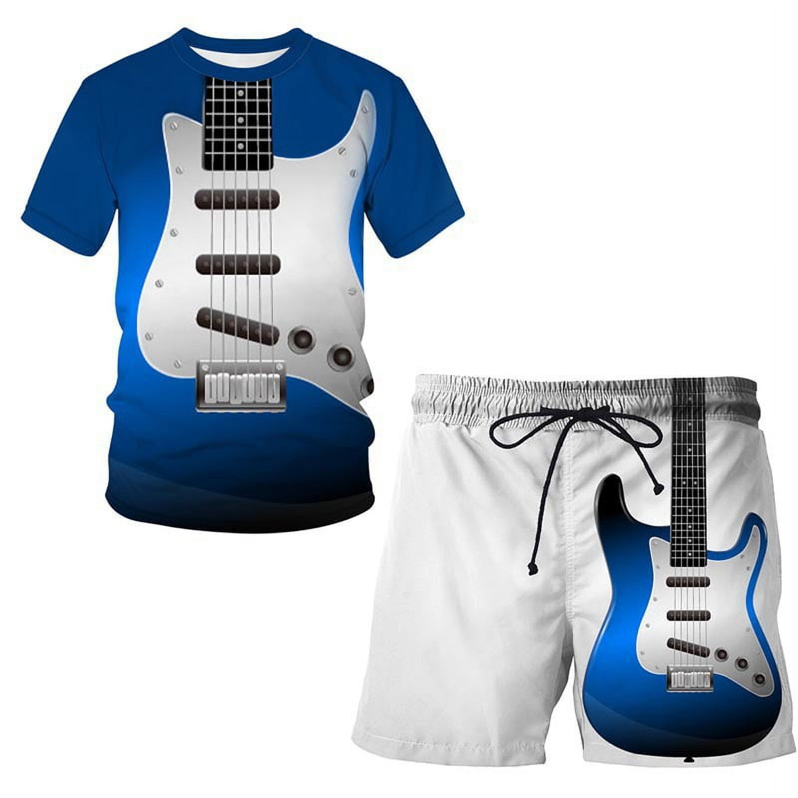 Men's Music 3D Digital Printing Short Sets Outfits 2 Piece Summer ...