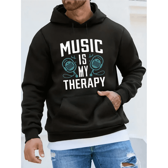 Men's Music Relax Inspiration Hoodie , Loose Sweatshirt, Casual Long Sleeve Sweater