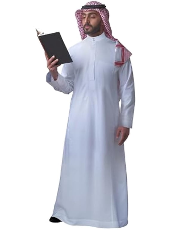 Men's Muslim Clothes Islamic Thobe Middle Eastern Kaftan Dress Abaya Dubai Arab Robes