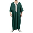 thumbnail image 1 of Men's Muslim Robe Arab Middle Robe Long Style Long Sleeve Embroidered Standing Neck Long Shirt Islamic Wear, 1 of 3
