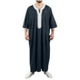 thumbnail image 1 of Men's Muslim Robe Arab Middle Robe Long Style Long Sleeve Embroidered Standing Neck Long Shirt Islamic Wear, 1 of 3