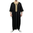 thumbnail image 1 of Men's Muslim Robe Arab Middle Robe Long Style Long Sleeve Embroidered Standing Neck Long Shirt Islamic Wear, 1 of 3