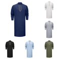 Thobe Robe Men's Muslim Thobe Embroidered Long Sleeve Button Down Robe Kaftan for ...