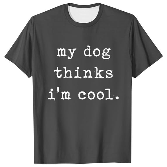 Men's "My Dog Thinks I'm Cool" Novelty Tee - Pet Lover T-Shirt, Polyester, Casual Style, Dog Parent Gift