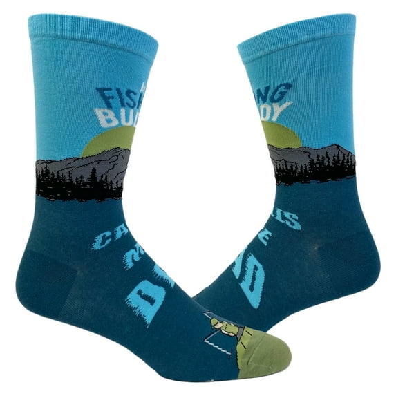 Men's My Fishing Buddy Calls Me Dad Socks Cute Fathers Day Parenting Son Graphic Footwear