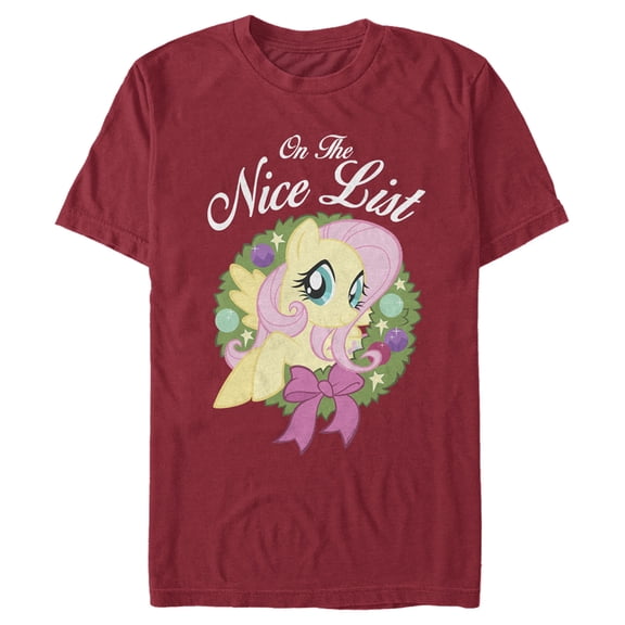 Men's My Little Pony Christmas Fluttershy Nice List Graphic Tee Cardinal X Large