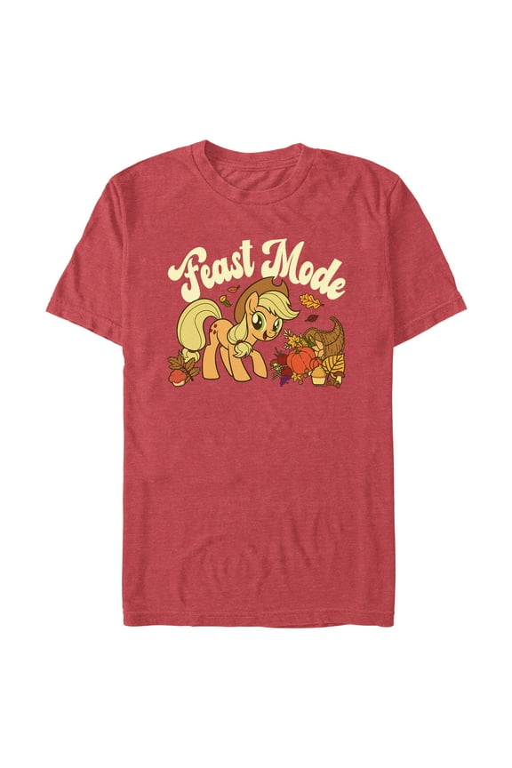 Men's My Little Pony: Friendship is Magic Applejack Feast Mode Graphic Tee Red Heather 2X Large