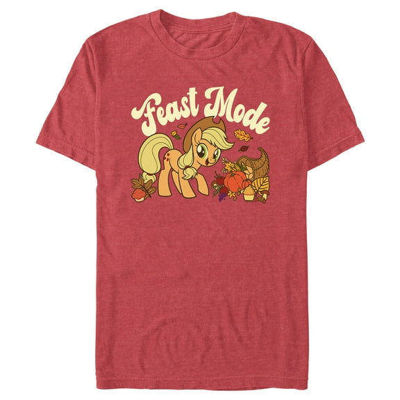 Men's My Little Pony: Friendship is Magic Applejack Feast Mode  Graphic Tee Red Heather 3X Large
