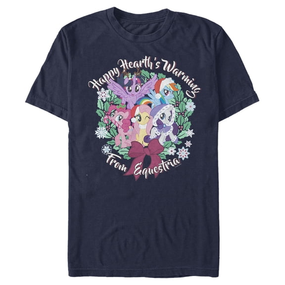 Men's My Little Pony: Friendship is Magic Christmas Happy Hearth's Warming Graphic Tee Navy Blue Medium