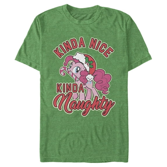 Men's My Little Pony: Friendship is Magic Christmas Pinkie Pie Naughty or Nice Graphic Tee Kelly Heather Large
