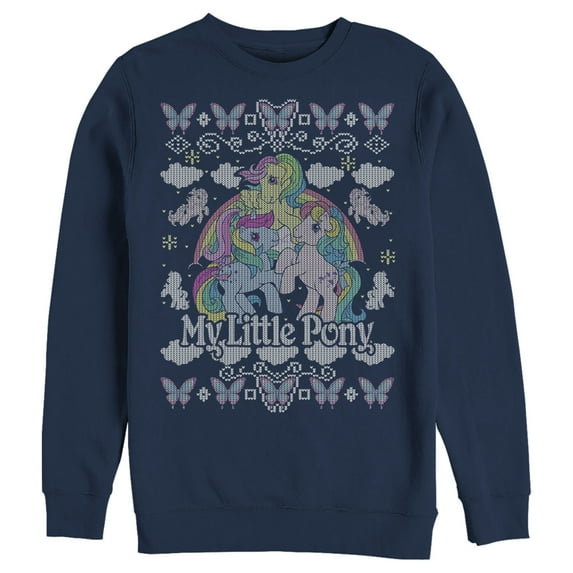 Men's My Little Pony Ugly Christmas Friends Sweatshirt Navy Blue 3X Large