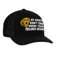 thumbnail image 1 of Men's My Rights Don't End Where Your Feelings Begin Mesh Back Trucker Cap, Black/Black, 1 of 4