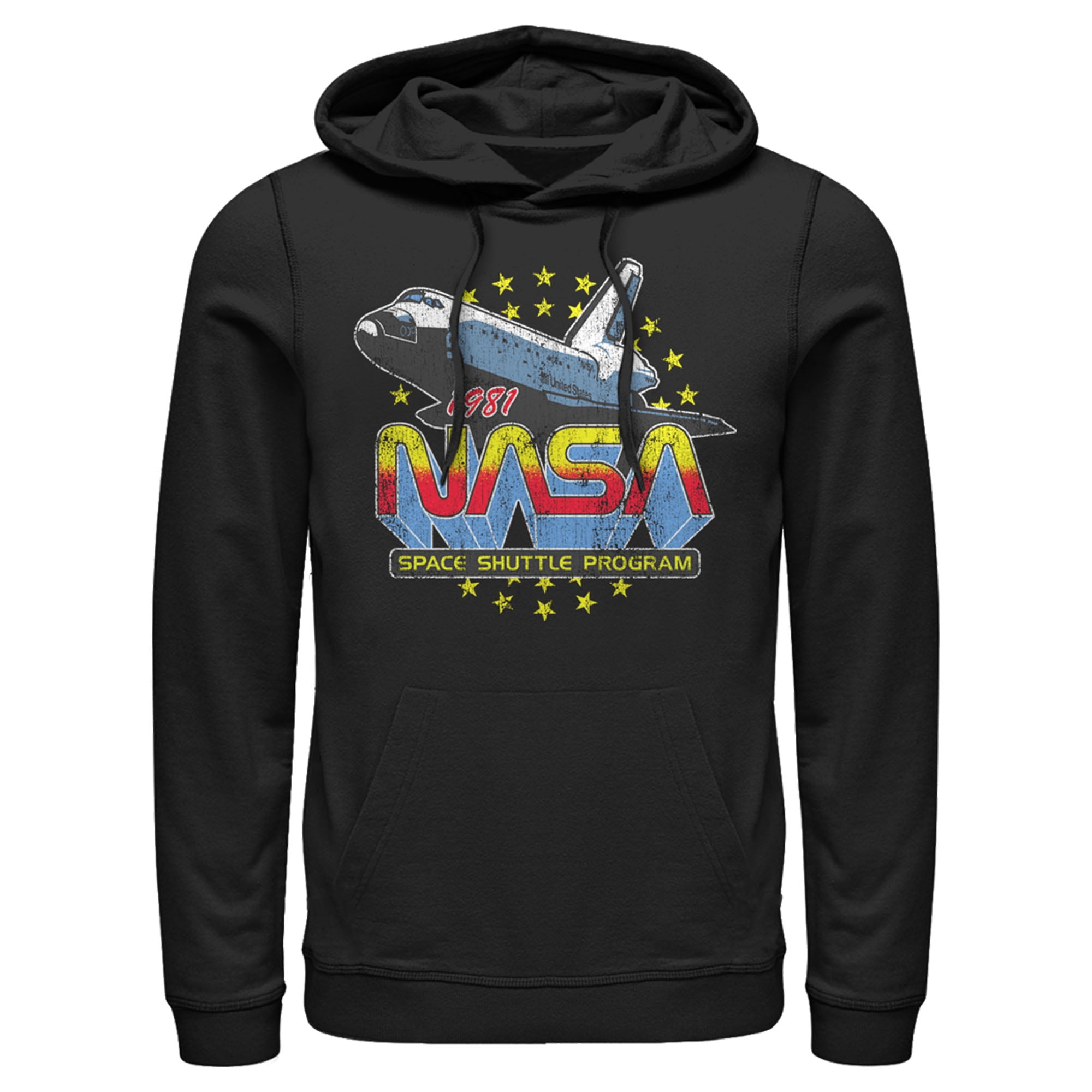 Men s NASA 1981 Retro Stars Pull Over Hoodie Black 2X Large