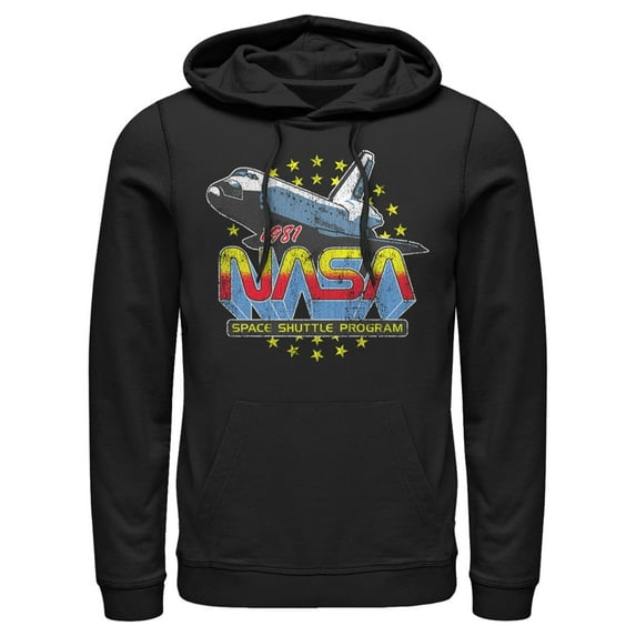 Men's NASA 1981 Retro Stars Pull Over Hoodie Black Large