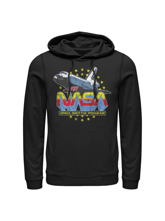 Men's NASA 1981 Retro Stars Pull Over Hoodie Black Large