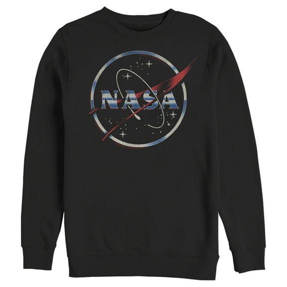 Men's NASA 80s Space Station Logo  Sweatshirt Black Medium