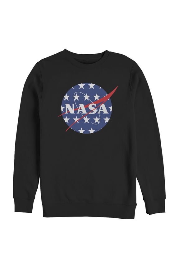 Men's NASA American Flag Large Stars Logo  Graphic Tee Black Large