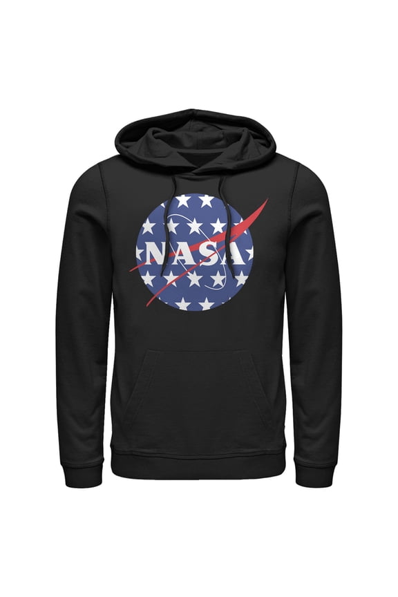 Men's NASA American Flag Large Stars Logo Pull Over Hoodie