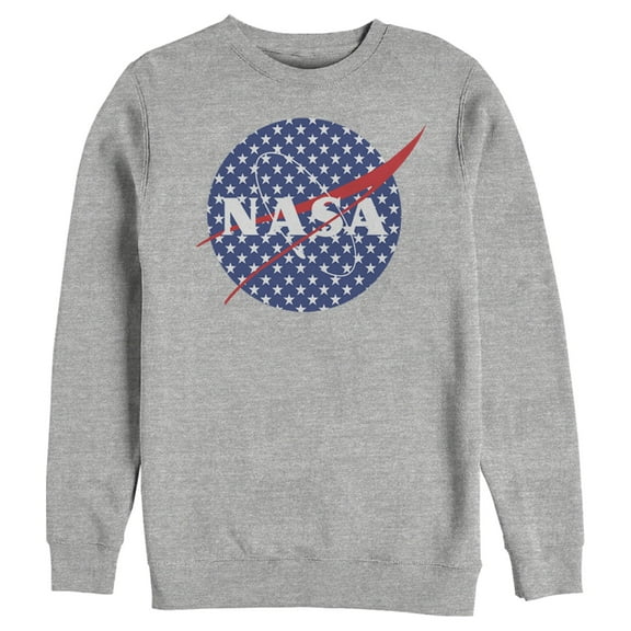 Men's NASA American Flag Stars Logo Sweatshirt Athletic Heather Medium