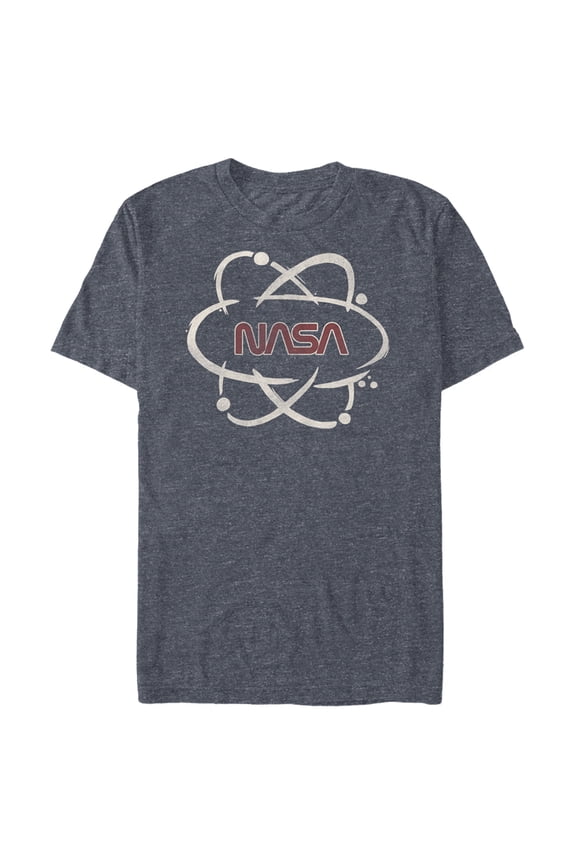 Men's NASA Atom Path Logo  Graphic Tee Navy Blue Heather Medium