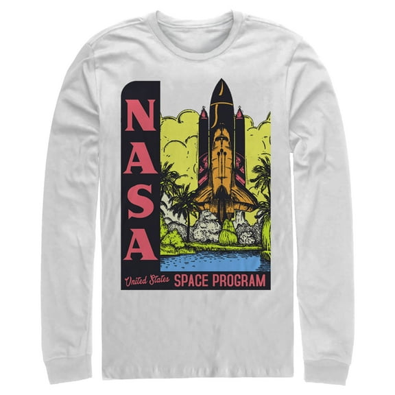 Men's NASA Bold Space Program Long Sleeve Shirt White 2X Large