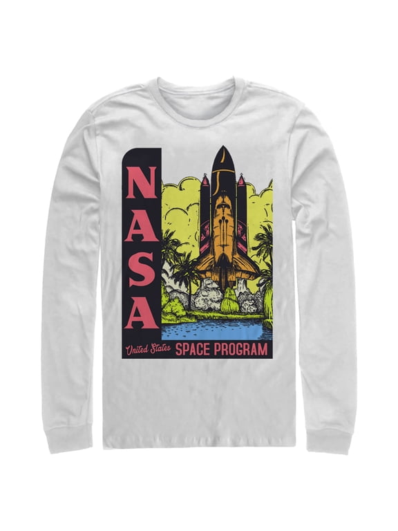 Men's NASA Bold Space Program Long Sleeve Shirt White X Large
