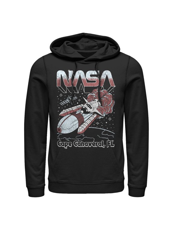 Men's NASA Cape Canaveral FL Blast Off Retro Pull Over Hoodie Black Small