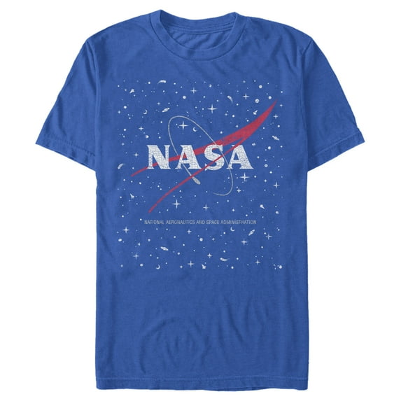 Men's NASA Circle Distressed Space Logo Graphic Tee Royal Blue Small