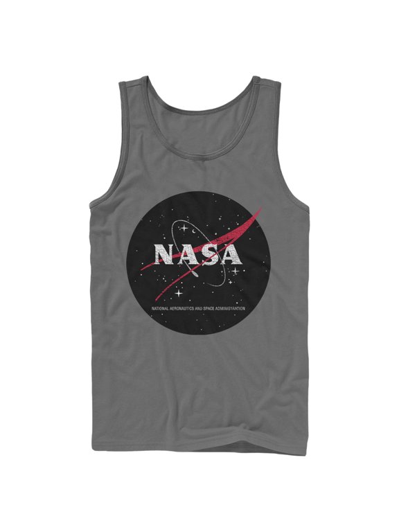 Men's NASA Circle Distressed Space Logo Tank Top Charcoal Medium