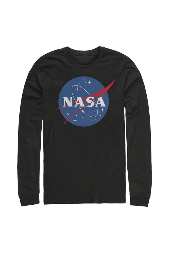 Men's NASA Circle Logo Long Sleeve Shirt Black Medium