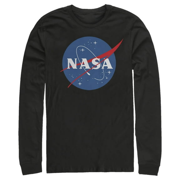 Men's NASA Circle Logo  Long Sleeve Shirt Black X Large