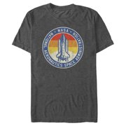 Mens NASA Circle Shuttle Take Off Left Chest Back Graphic Tee Charcoal Heather Large