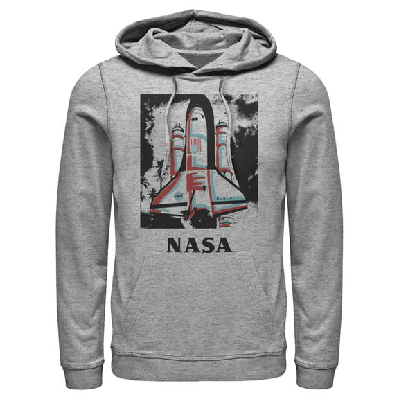Men's NASA Color Pop Launch Edgy Palm Tree  Pull Over Hoodie Athletic Heather X Large