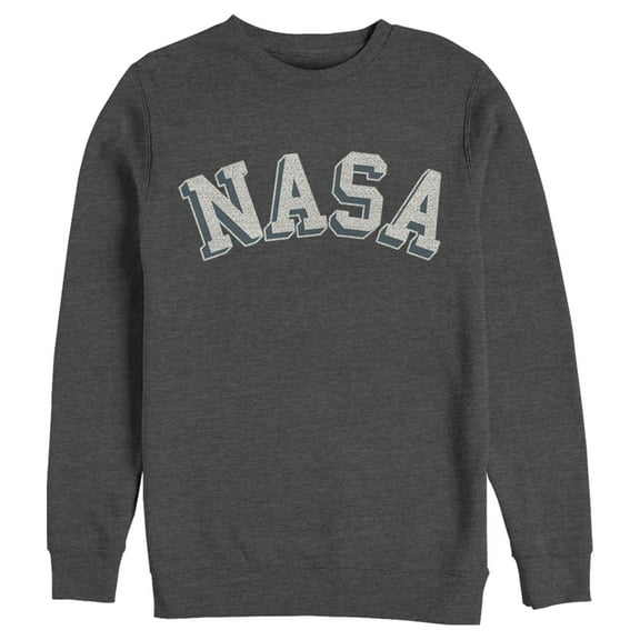 Men's NASA Curved 3D Bold Logo Sweatshirt Charcoal Heather Medium