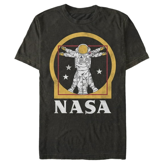Men's NASA Da Vinci Astronaut Logo  Graphic Tee Black Medium
