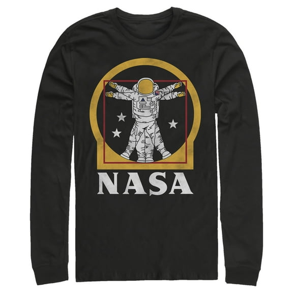 Men's NASA Da Vinci Astronaut Logo  Long Sleeve Shirt Black Medium
