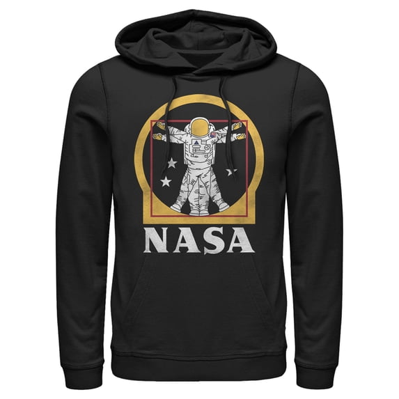 Men's NASA Da Vinci Astronaut Logo Pull Over Hoodie Black X Large